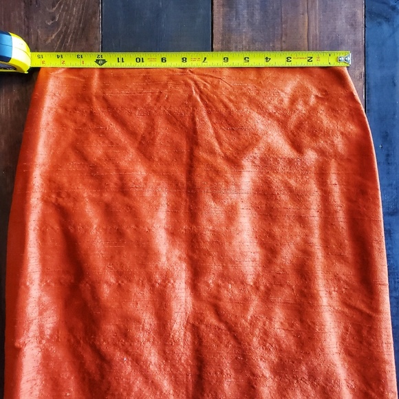 Gilbert Gilmor New York Shiny Orange Linen Skirt - Picture 6 of 7